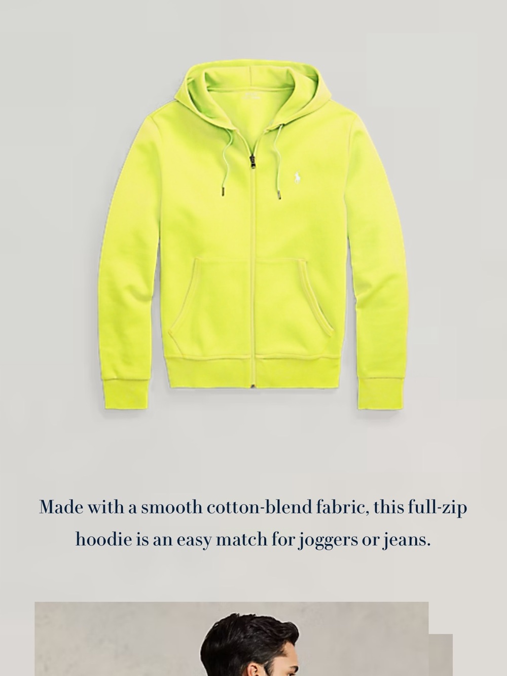 Polo by Ralph Lauren Men’s Neon Yellow Full-Zip Hoodie